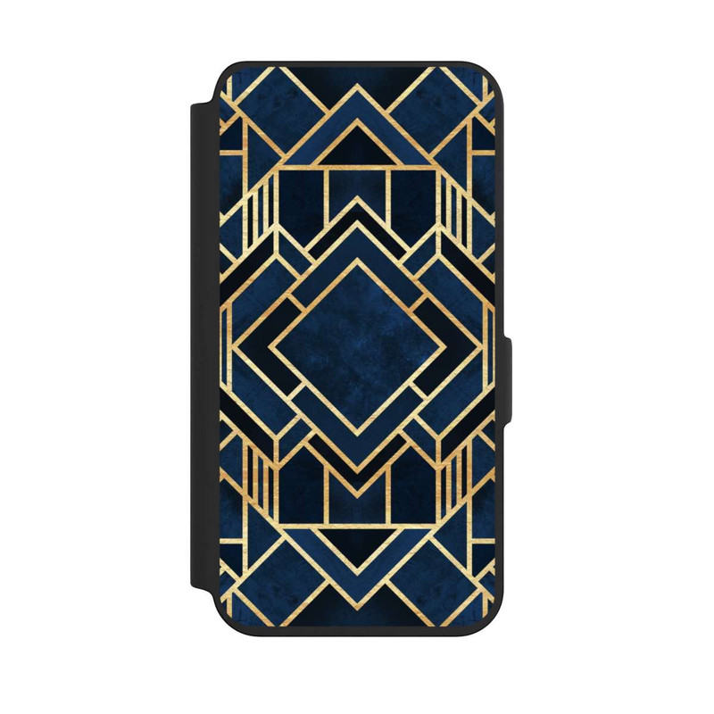 Galaxy S24 NIVOflip Kunst Deko Blau Golddruck