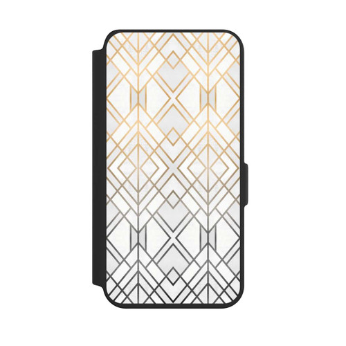 Samsung Galaxy S24 NIVOflip Gold und Grauer Geo Golddruck