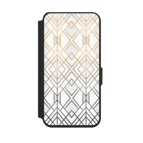 Samsung Galaxy S24 NIVOflip Gold und Grauer Geo Golddruck