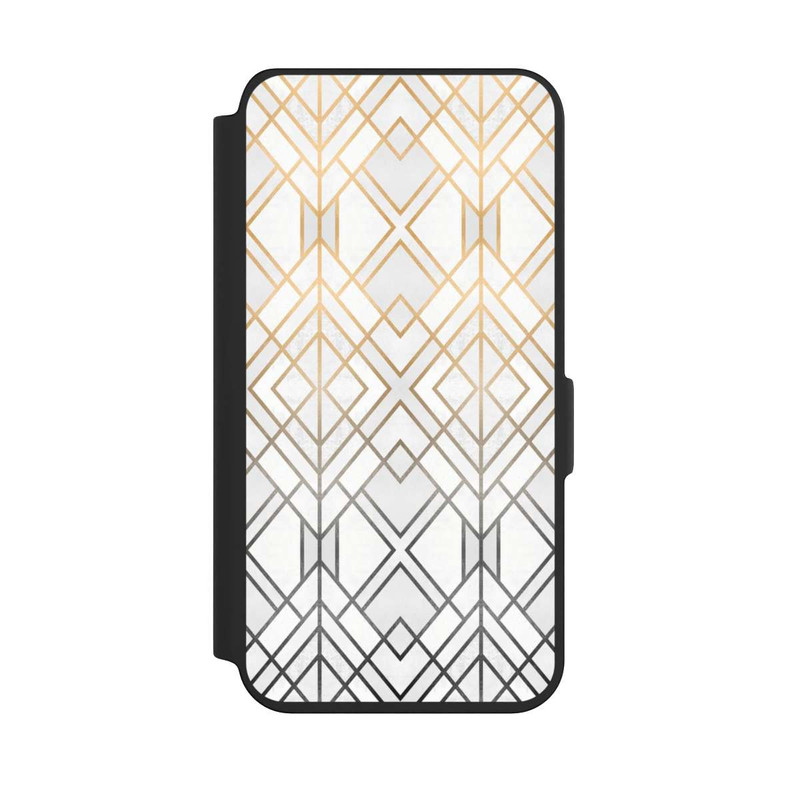 Galaxy S24 NIVOflip Gold und Grauer Geo Golddruck
