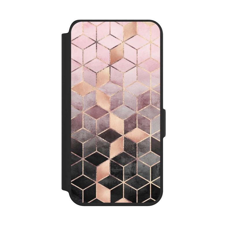 Galaxy S24 NIVOflip Pink-grauer Farbverlauf Würfel Druck