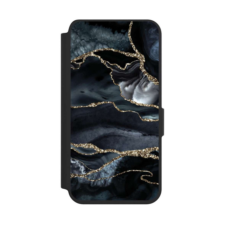Galaxy S24 NIVOflip Dunkler Marmor Gold Glitzerlook