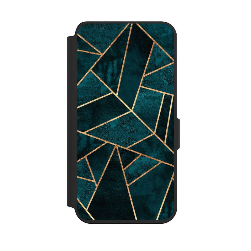 Galaxy S24 NIVOflip Tief Blaugrün Stein Gold Druck