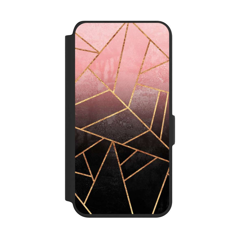 Galaxy S24 NIVOflip Pinker und Schwarzer Stein Gold Druck
