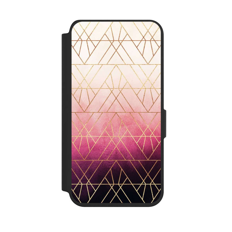 Galaxy S24 NIVOflip Triangles ombrés roses imprimé doré