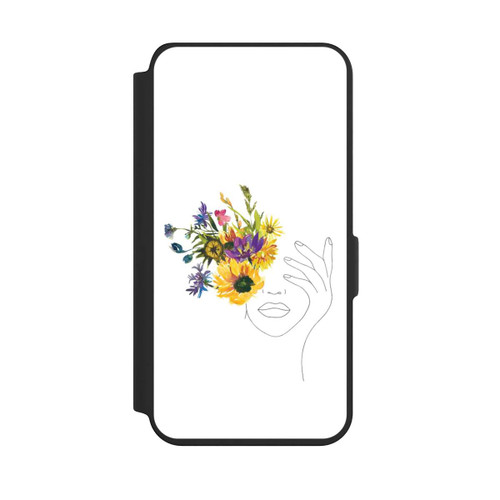 Samsung Galaxy S24 NIVOflip Line Art Woman sunflowers