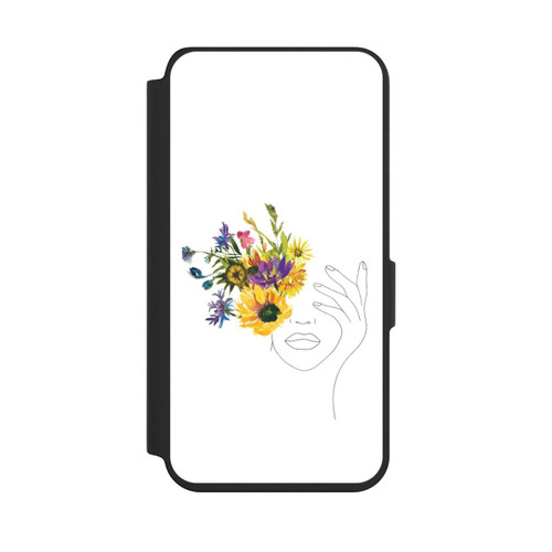 Samsung Galaxy S24 NIVOflip Line Art Woman sunflowers