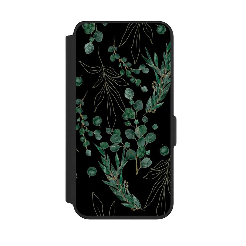 Galaxy S24 NIVOflip Feuilles d'Eucalyptus Fond Noir