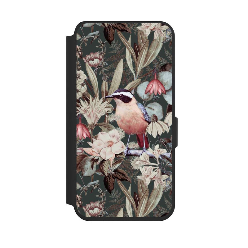 Galaxy S24 NIVOflip Oiseau orange à motif de fleurs vintage