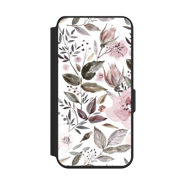 Galaxy S24 NIVOflip Aquarelle Fleurs Roses Brunes