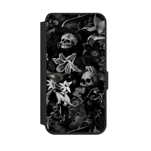 Samsung Galaxy S24 NIVOflip Skulls and Flowers on Black Background