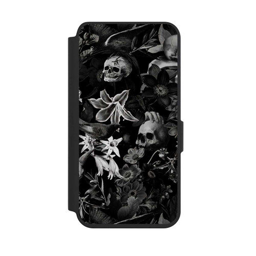 Samsung Galaxy S24 NIVOflip Skulls and Flowers on Black Background