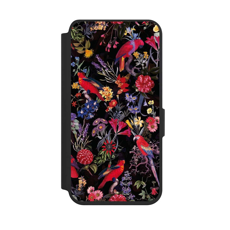 Galaxy S24 NIVOflip Dark Flowers and Parrots