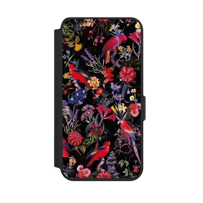 Galaxy S24 NIVOflip Dark Flowers and Parrots