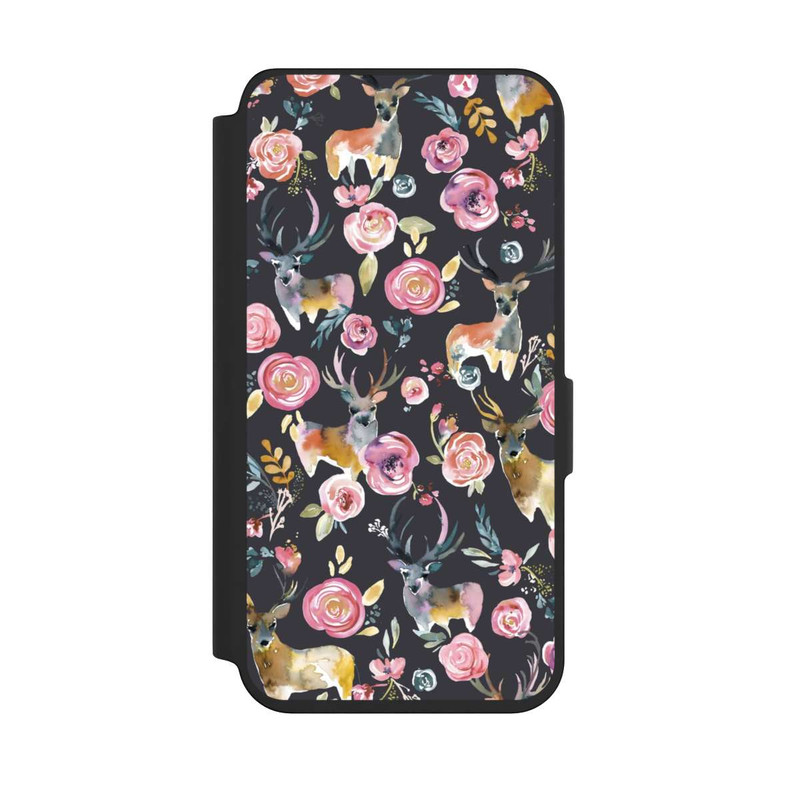 Galaxy S24 NIVOflip Hirsche und Blumen Anthrazit