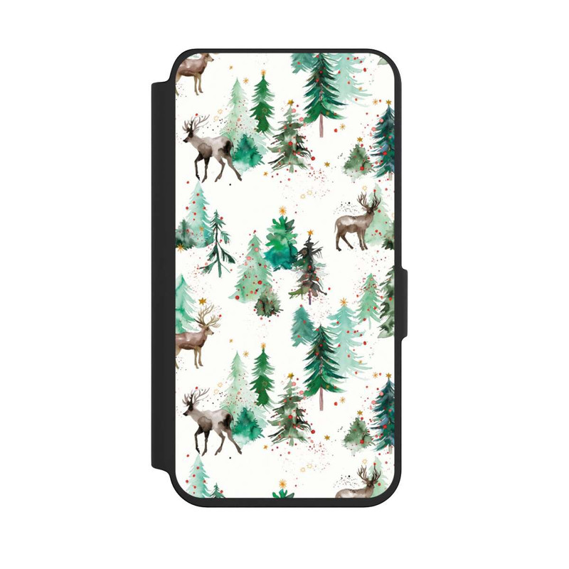 Galaxy S24 NIVOflip Hirsche und Winterweihnachtsbäume
