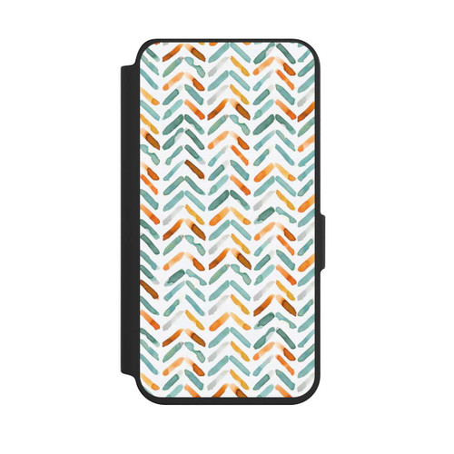 Samsung Galaxy S24 NIVOflip Elegantes Herbstchevron Blau Orange