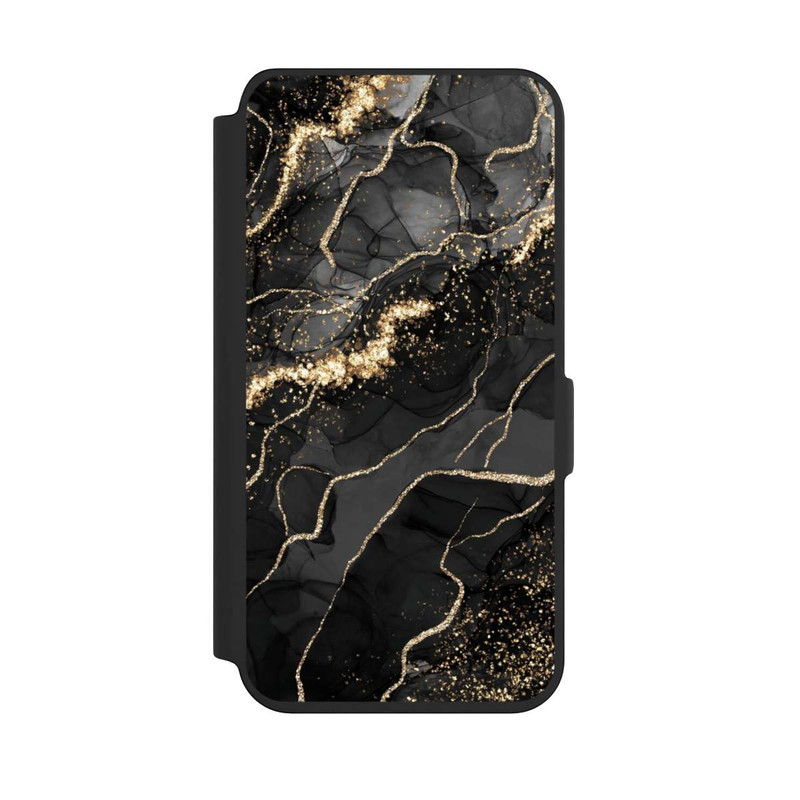 Galaxy S24 NIVOflip Look Spirales de Marbre Sombre & Or