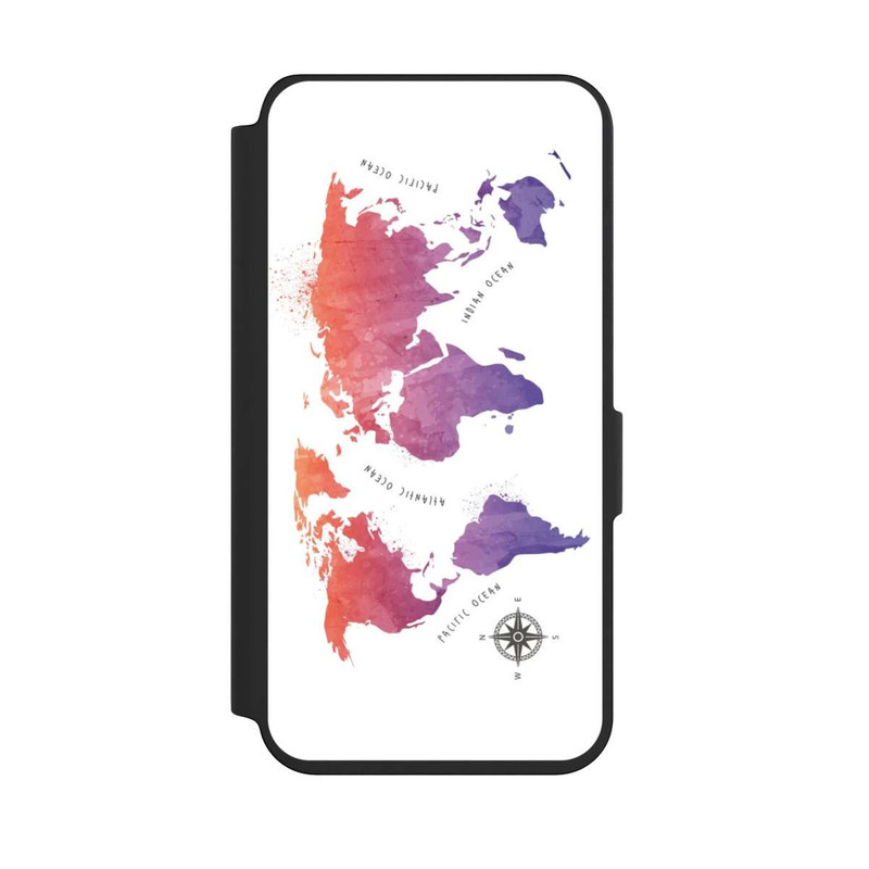 Galaxy S24 NIVOflip Worldmap (Watercolor) white