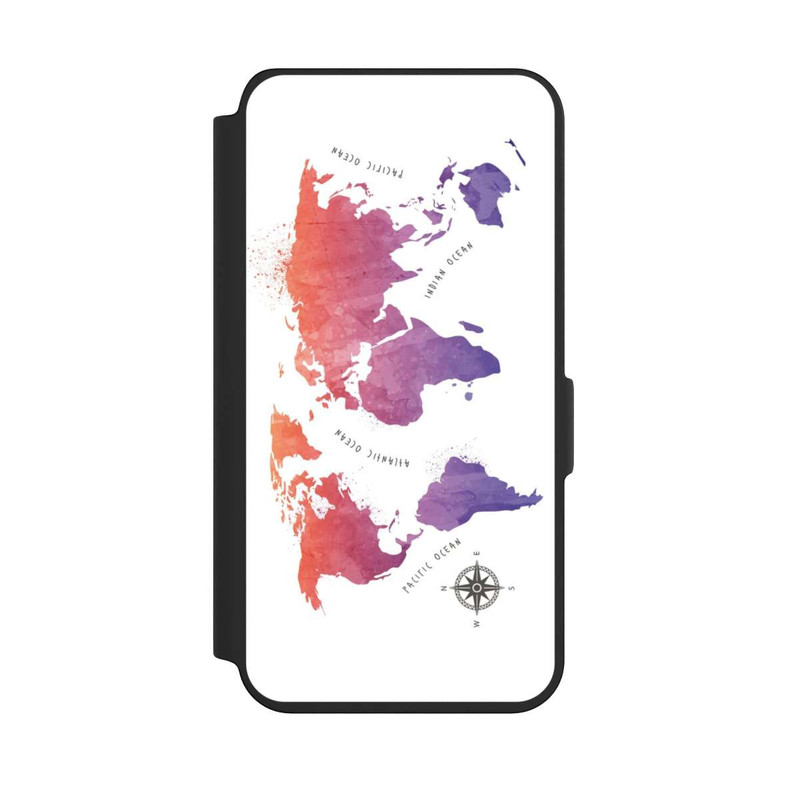 Galaxy S24 NIVOflip Worldmap (Watercolor) white
