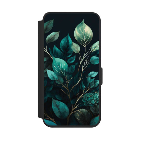 Samsung Galaxy S24 NIVOflip Grüne Eukalyptus Blätter mit dunklem Hintergrund mit KI
