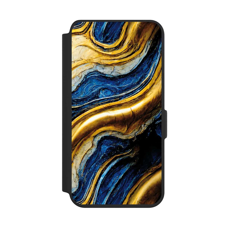Galaxy S24 NIVOflip Structure Aspect Bleu Royal Et Or