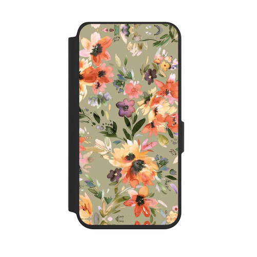 Samsung Galaxy S24 NIVOflip Malerische tropische Blumen Salbeigrün