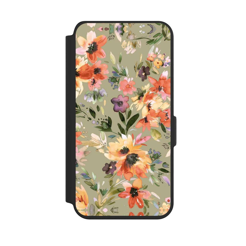 Galaxy S24 NIVOflip Malerische tropische Blumen Salbeigrün