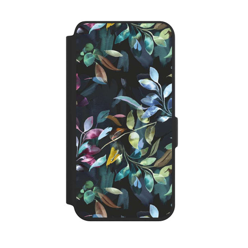 Samsung Galaxy S24 NIVOflip Mystische Aquarellblätter schwarz