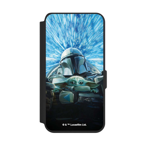 Samsung Galaxy S24 NIVOflip Grogu und Mando fliegen blau