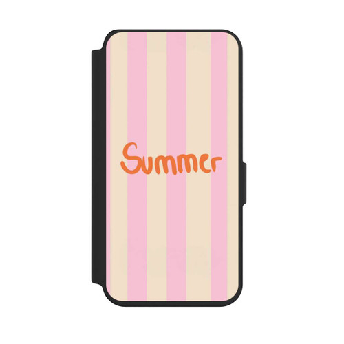 Samsung Galaxy S24 NIVOflip Summer- Rosa und Orange Streifen Hintergrund