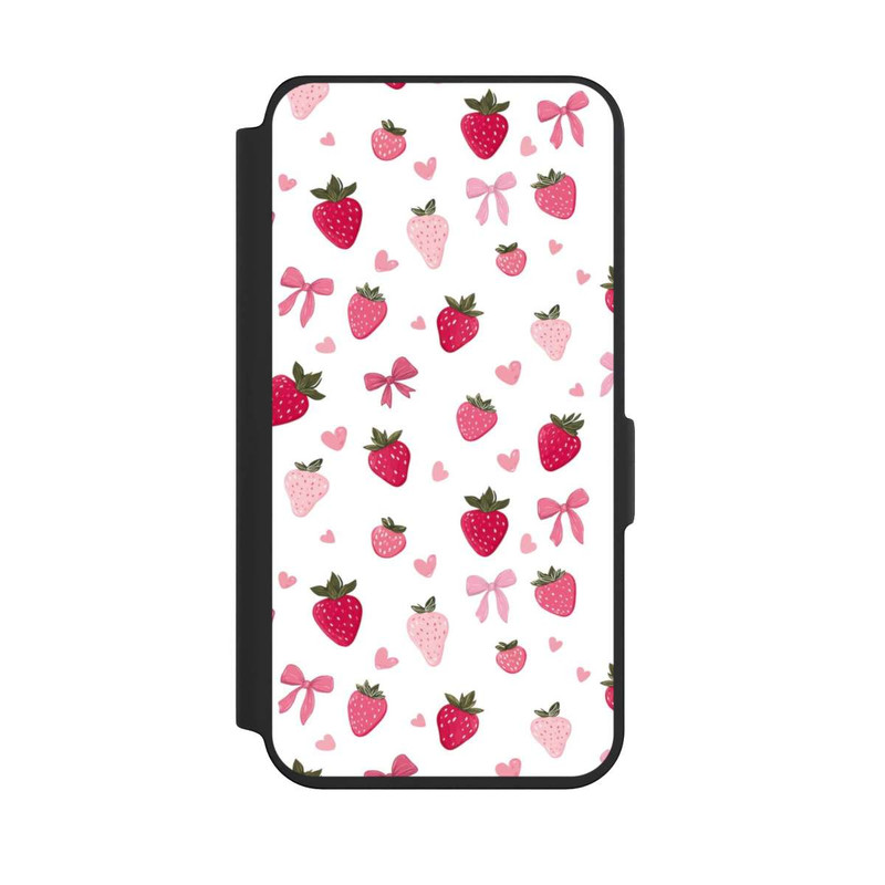 Galaxy S24 NIVOflip Erdbeer Herz Schleifen Muster Pink