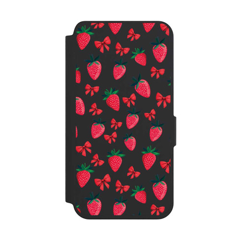 Samsung Galaxy S24 NIVOflip Strawberry Heart Ribbon Pattern Transparent