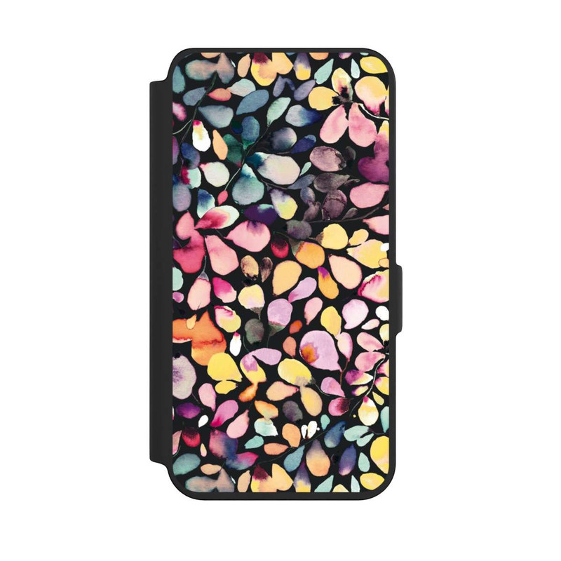Galaxy S24 NIVOflip Eukalyptus Aquarellblätter Schwarz