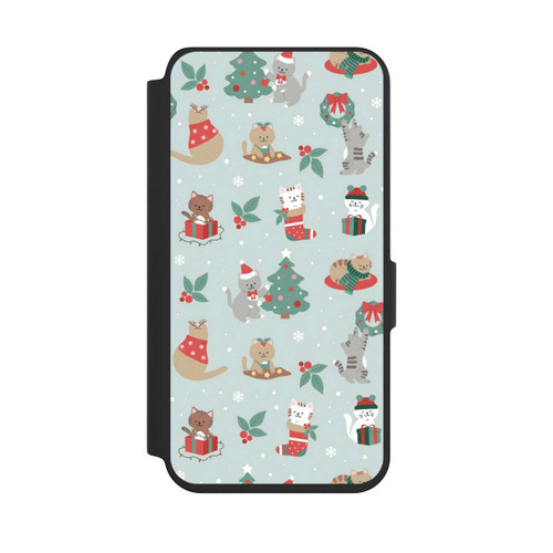 Samsung Galaxy S24 NIVOflip Cute Winter Wonderland Christmas Festive Cats on Teal