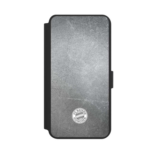 Samsung Galaxy S24+ NIVOflip Logo FCB Classique Petit - Blanc sur Fond Métallique