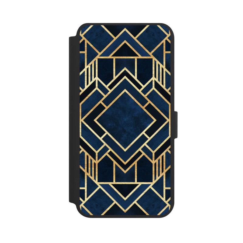 Galaxy S24 + NIVOflip Kunst Deko Blau Golddruck