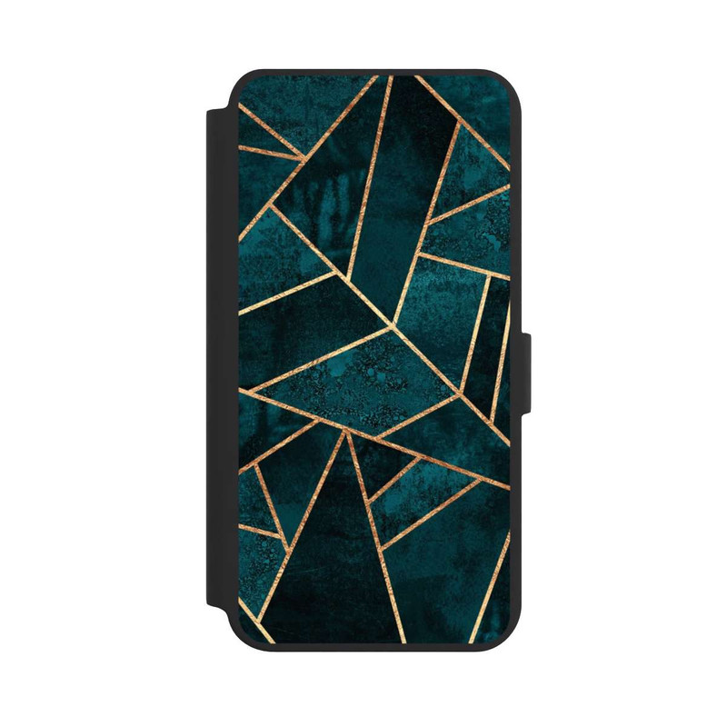 Galaxy S24 + NIVOflip Tief Blaugrün Stein Gold Druck