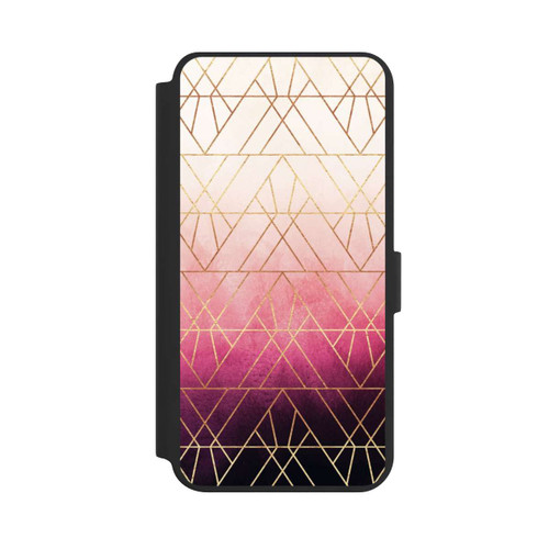 Samsung Galaxy S24+ NIVOflip Triangles ombrés roses imprimé doré