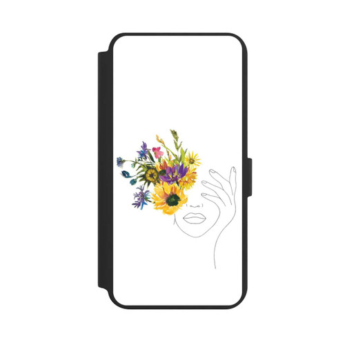Samsung Galaxy S24+ NIVOflip Line Art Frau Sonnenblumen