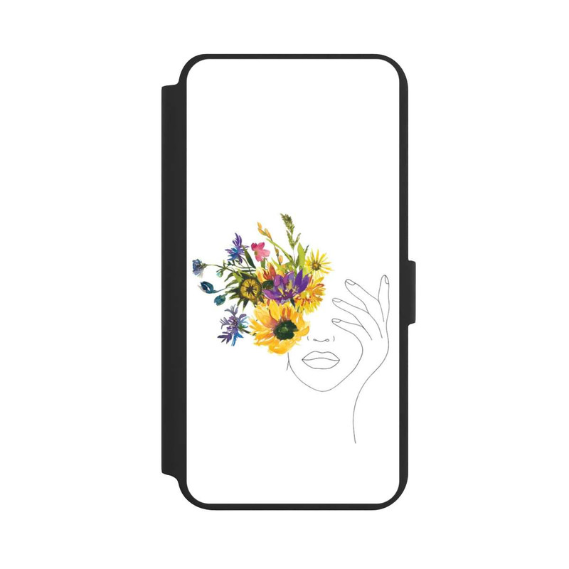 Galaxy S24 + NIVOflip Line Art Frau Sonnenblumen