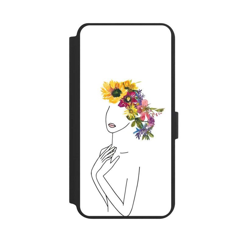 Galaxy S24 + NIVOflip Line Art femme et couronne de fleurs