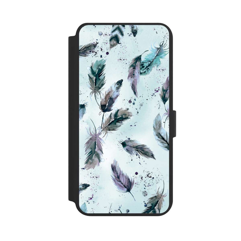 Galaxy S24 + NIVOflip Magische Federn Sanftes Blau