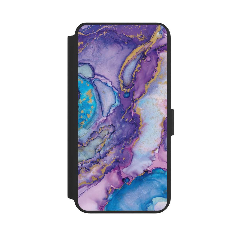 Galaxy S24 + NIVOflip Encre tourbillonnante violette et bleue