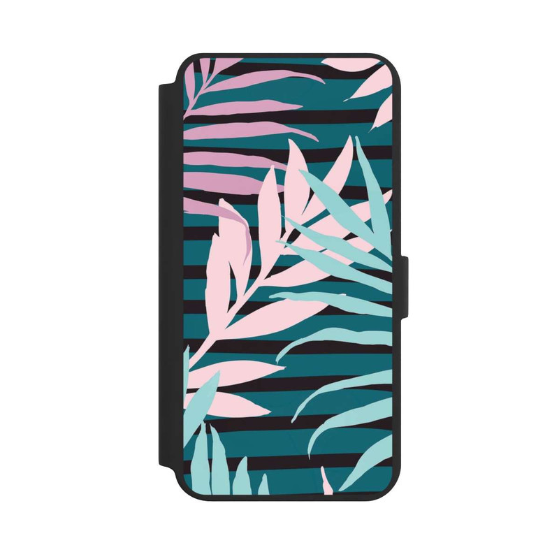 Galaxy S24 + NIVOflip Pastel Jungle Leaves Pink Teal Seamless
