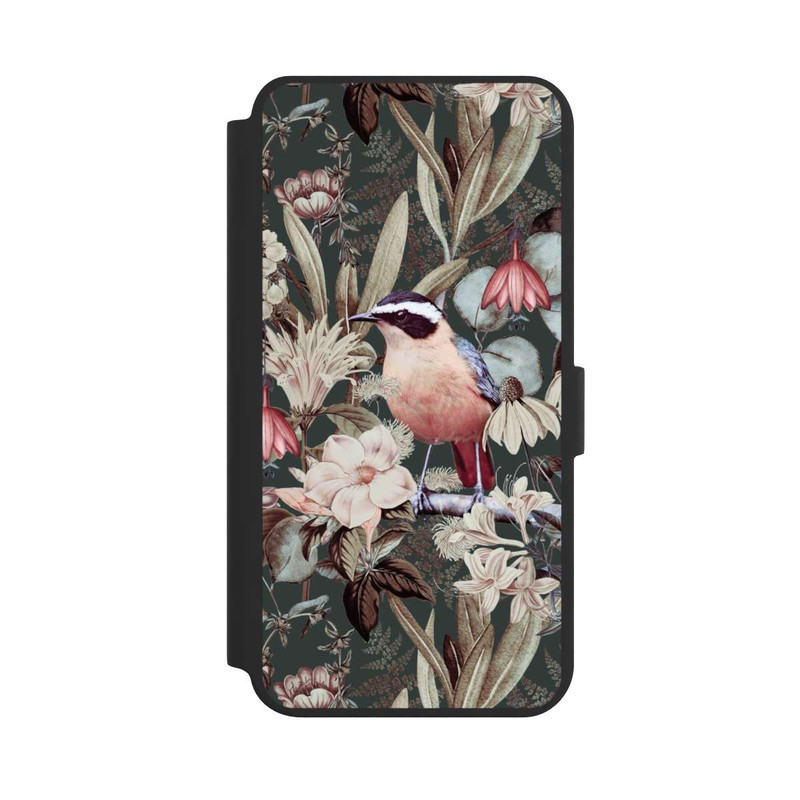 Galaxy S24 + NIVOflip Oiseau orange à motif de fleurs vintage