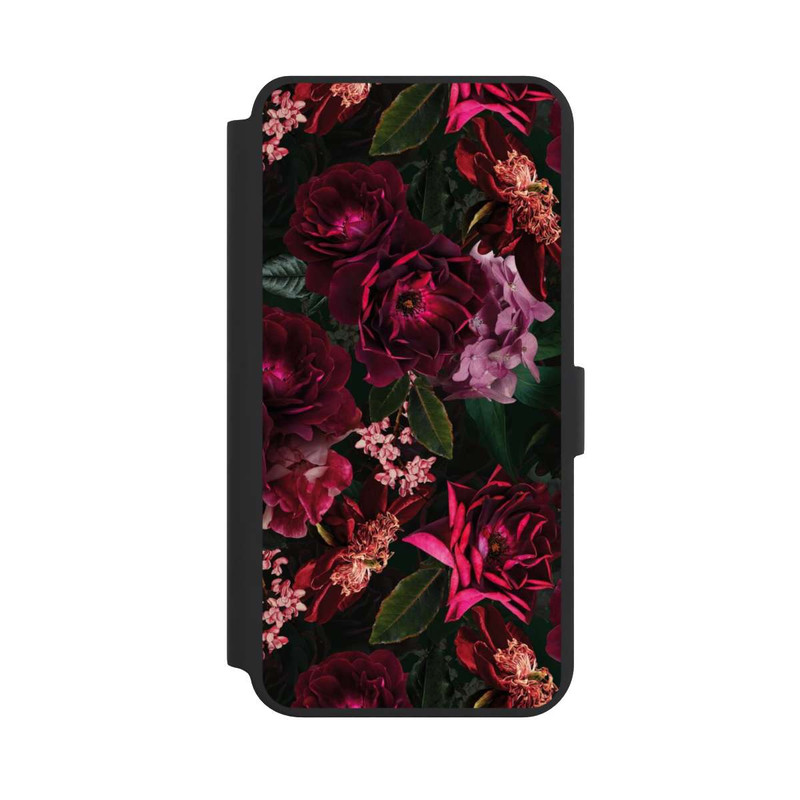 Galaxy S24 + NIVOflip Dunkelrote und rosa Blüten