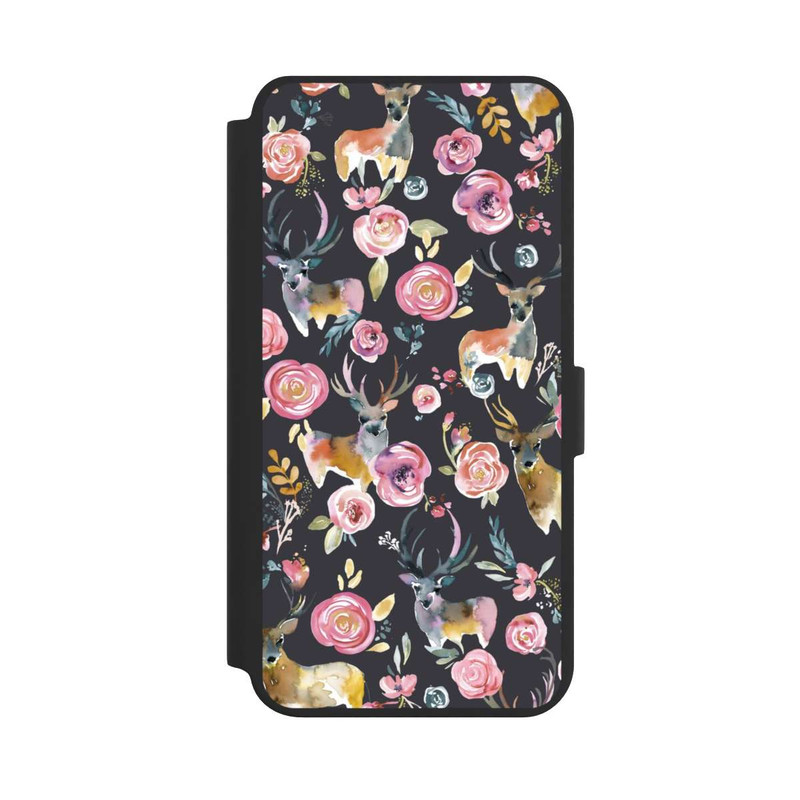 Galaxy S24 + NIVOflip Cerfs et fleurs Anthracite