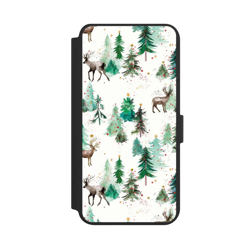 Galaxy S24 + NIVOflip Cerfs et arbres de Noël d'hiver