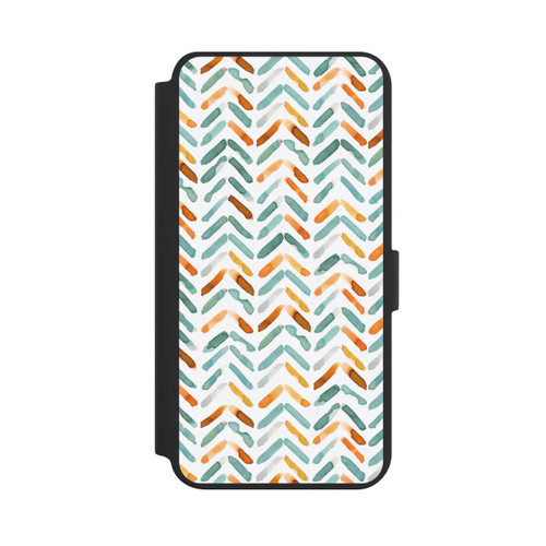 Samsung Galaxy S24+ NIVOflip Elegantes Herbstchevron Blau Orange